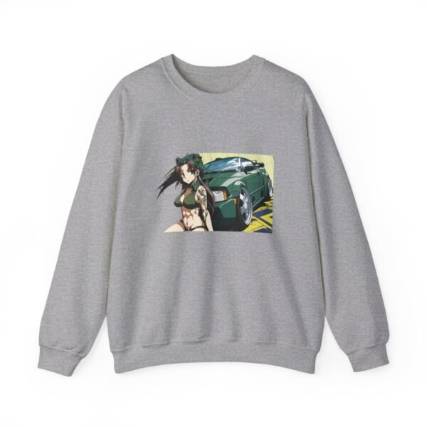 Sports Car Girl Anime Sweatshirt Heavy Blend - Image 2