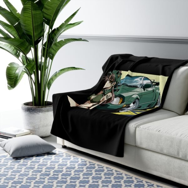 Sports Car Girl Anime Blanket Sherpa Fleece - Image 3