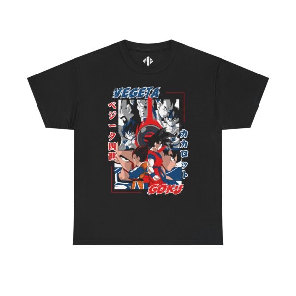 Vegeta Vs Goku T-Shirt Heavy Cotton Black - Image 2