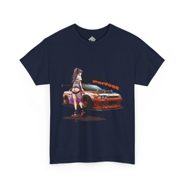 Car Girl Manga T-Shirt Heavy Cotton Black - Image 5
